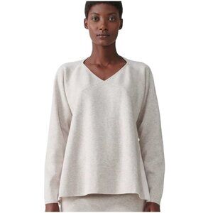 NWT COS Panelled Cotton Yak Top size XS long sleeve beige white minimalist swing